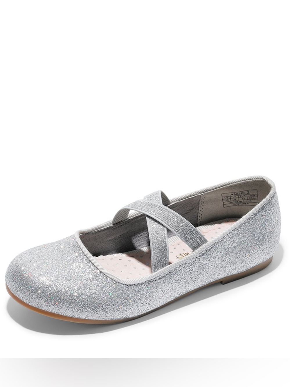 DREAM PAIRS Elastic Strap Silver Glitter Rhinestone Ballerina Flats (5)